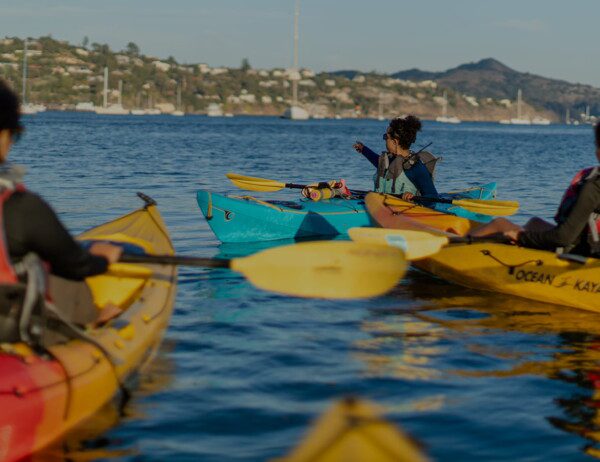 Guided kayak tour out in Sausalito California. Enjoying the tranquilities of nature just a short drive from San Francisco.